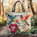 Geantă Artizanală – Colibri și Flori Albe