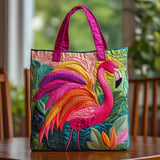 Geantă Artizanală – Flamingo Roz în Culorile Curcubeului