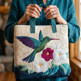 Geantă Artizanală – Colibri și Floare Albă